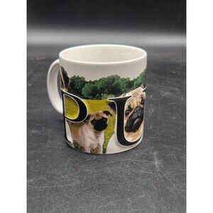 PUG Dog Large Coffee Mug AmericaWare Ceramic Tea Cup Raised Letters Puppy